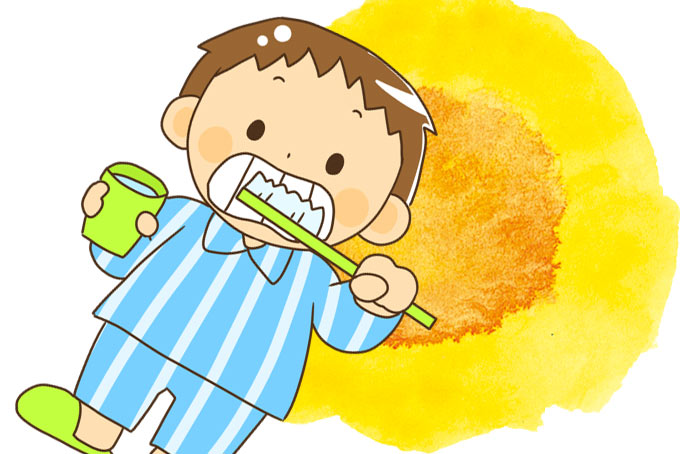歯磨きをする子供